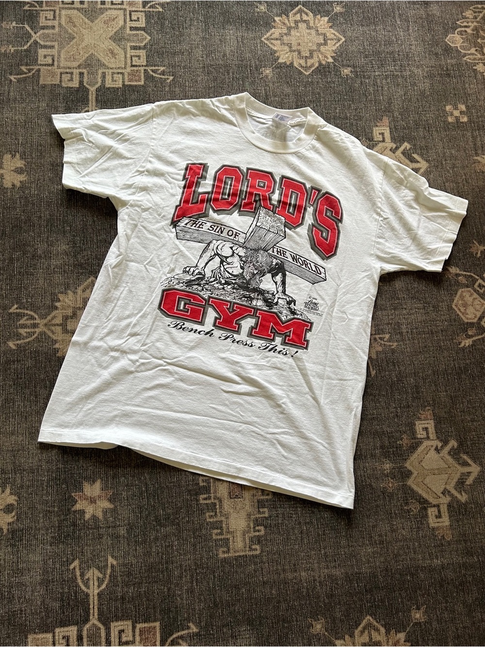 White Graphic Vintage Lord’s Gym Tee